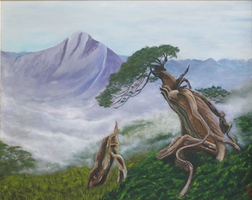 西畫作品-傲視群峰