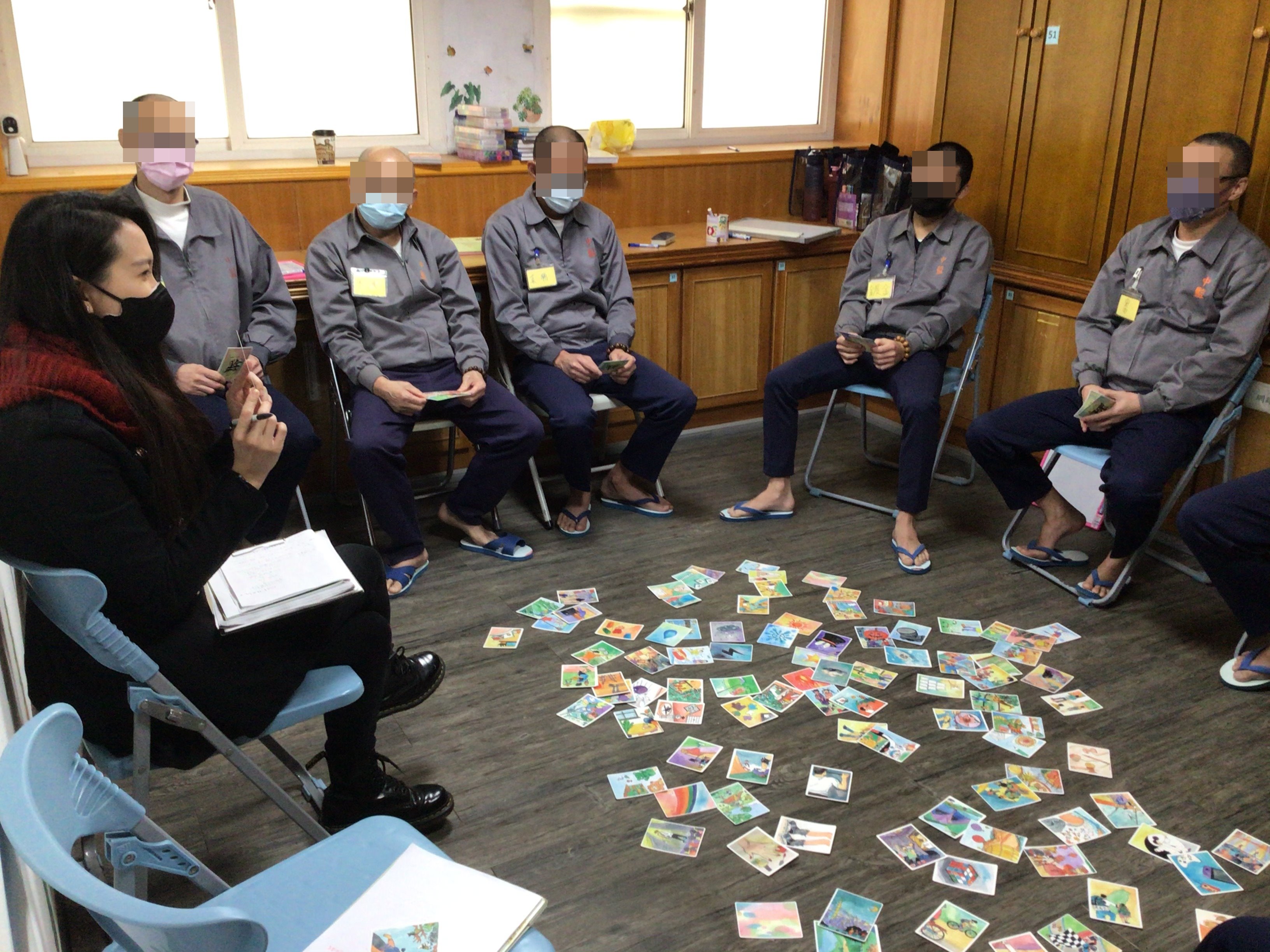 Inmates shared the stories of their good time with family after picking a card.
