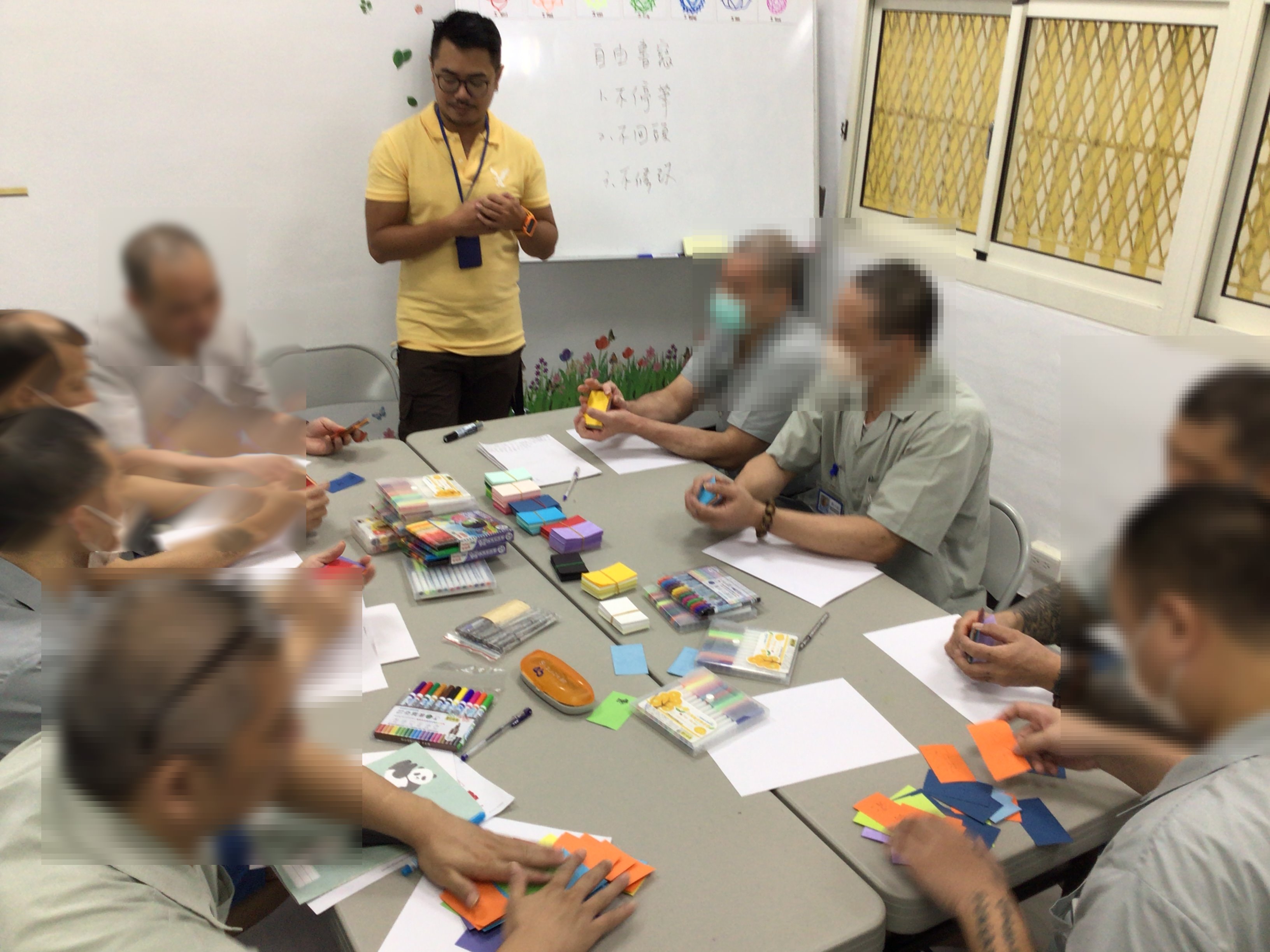 Color cards given out to inmates to speculate various .challenges in relationship.